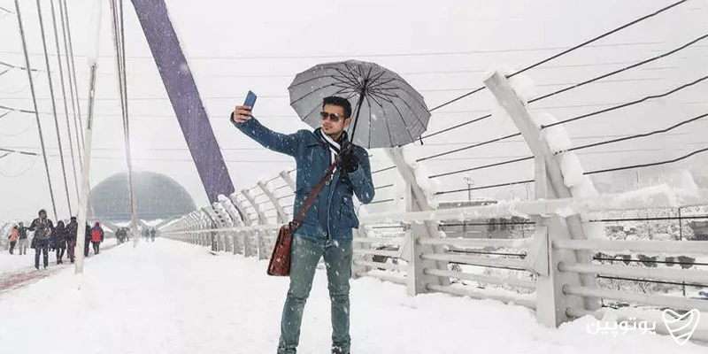 پل طبیعت از جاهای دیدنی تهران در زمستان