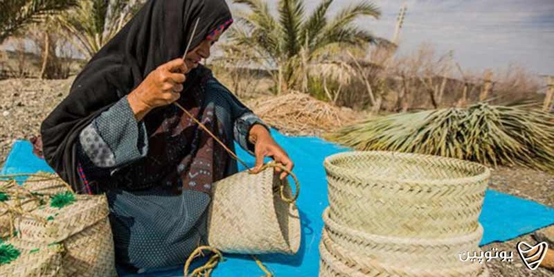 حصیربافی و صنایع دستی زنان مینابی